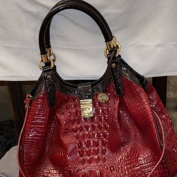 Brahmin Elisa Top Handle Black and Red Bag - Picture 1 of 1